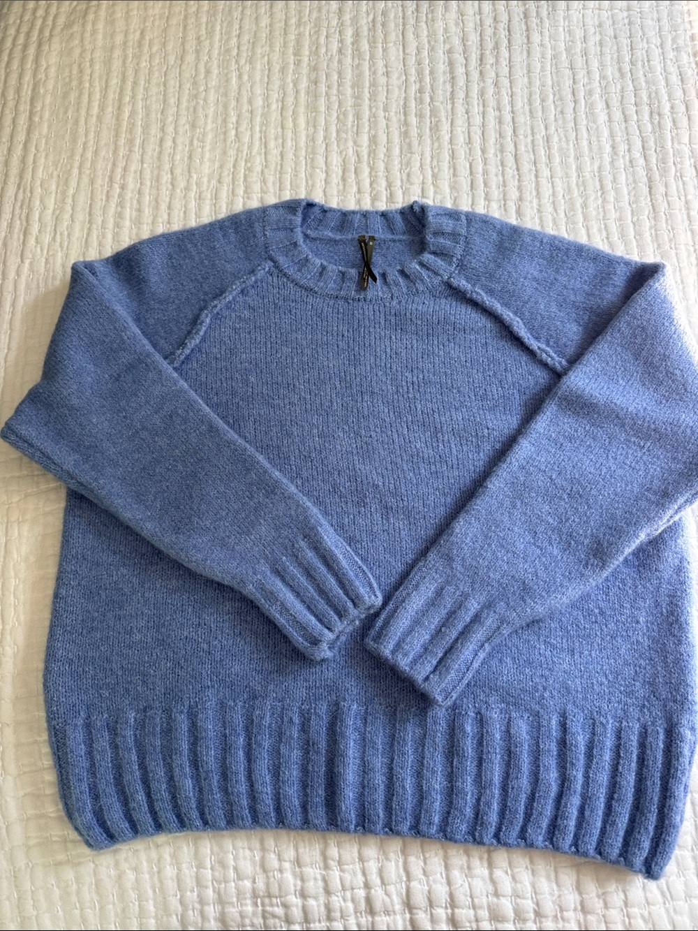 Anthropologie Light Blue Fuzzy Mohair-Blend Pullover